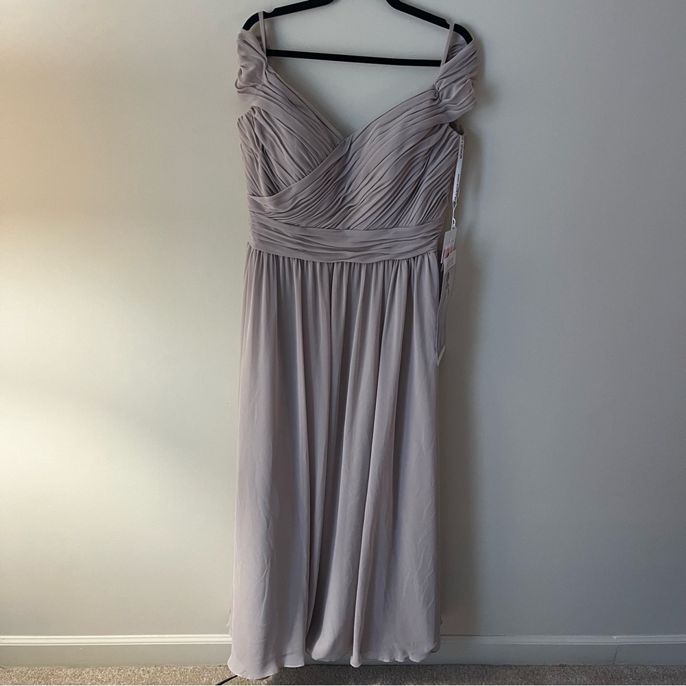 Mori Lee Size 20 NEW #21566 Latte V-neck Pleated A-Line Maxi Dress AD13
